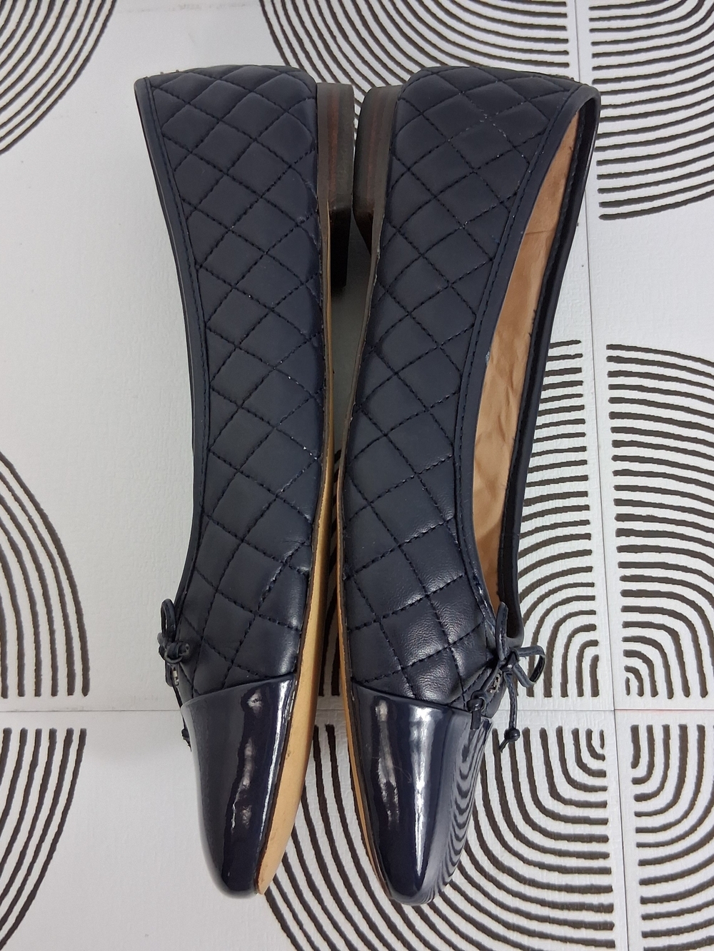 Sam Edelman Marilyn Women's 8 Navy Blue Quilted Cap Toe Leather Ballet Flats - Picture 9 of 14